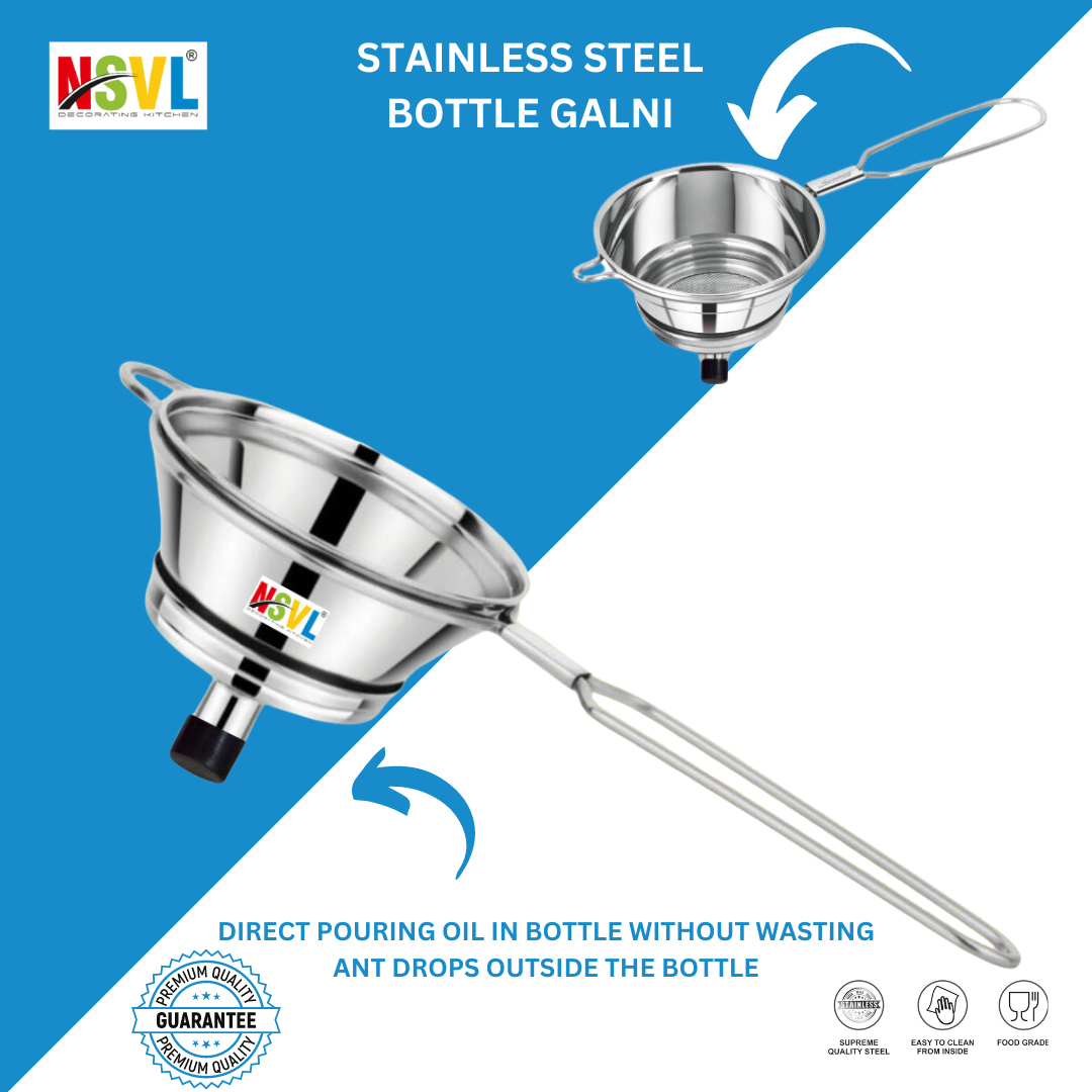 Nsvl Stainless Steel Pouring Funnel Oil Bottle Strainer Jam Filter for Kitchen,Baby Feeding Bottle Strainer