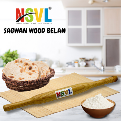 NSVL Neem Polpat Chakla Roti Chapati Maker 25 cm with Sagwan Roti Belan Rolling Pin 35 cm (Neem Polpat with Sagwan Belan)