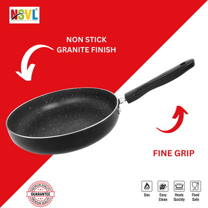 NSVL Non-Stick Deluxe Granite Fry Pan | 23 Centimetre | Grey| Dishwasher Safe | 2-Layer Metallic Finish