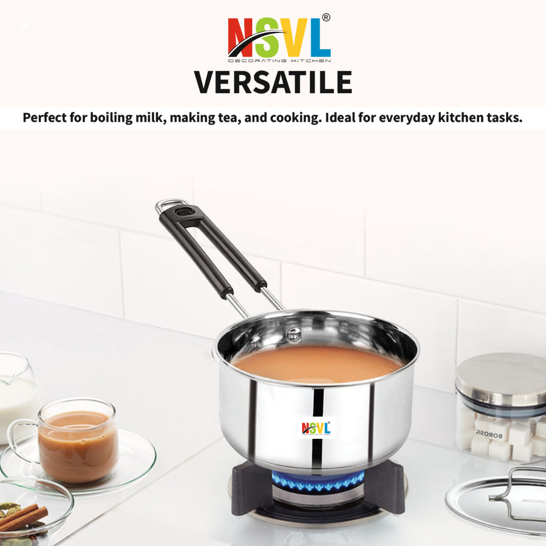 Nsvl Stainless Steel Sauce Pan, Tea Pan, Milk Pan Heavy Guage Sauce Pan 15 cm diameter 2 L capacity  (Stainless Steel, Non-stick, Induction Bottom)