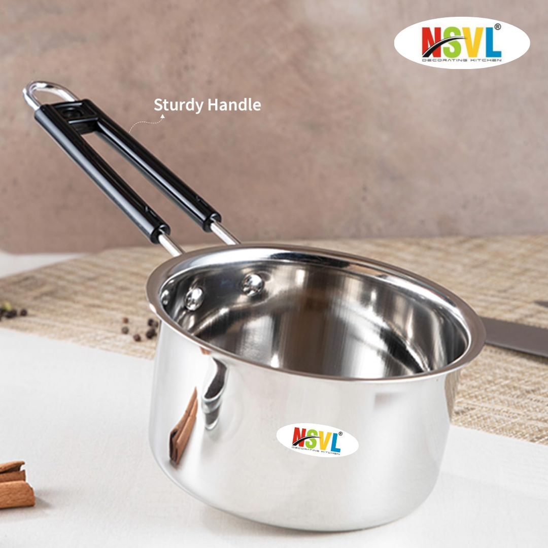 Nsvl Stainless Steel Sauce Pan, Tea Pan, Milk Pan Heavy Guage Sauce Pan 15 cm diameter 2 L capacity  (Stainless Steel, Non-stick, Induction Bottom)