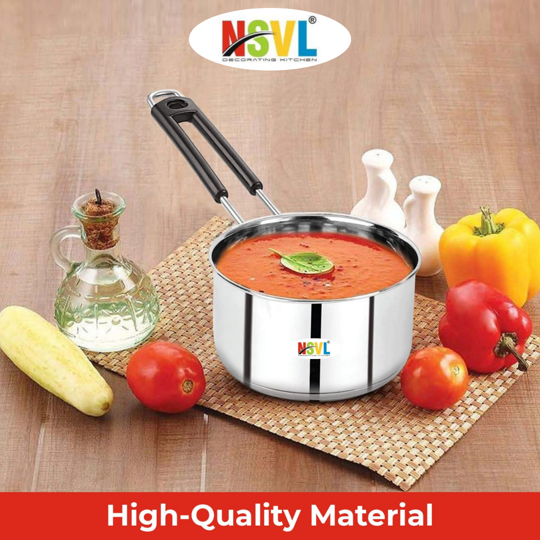 Nsvl Stainless Steel Sauce Pan, Tea Pan, Milk Pan Heavy Guage Sauce Pan 15 cm diameter 2 L capacity  (Stainless Steel, Non-stick, Induction Bottom)