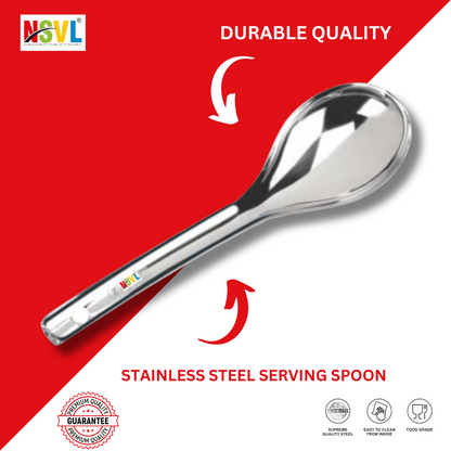 NSVL Oval Medium Stainless Steel Serving Spoon, Silver