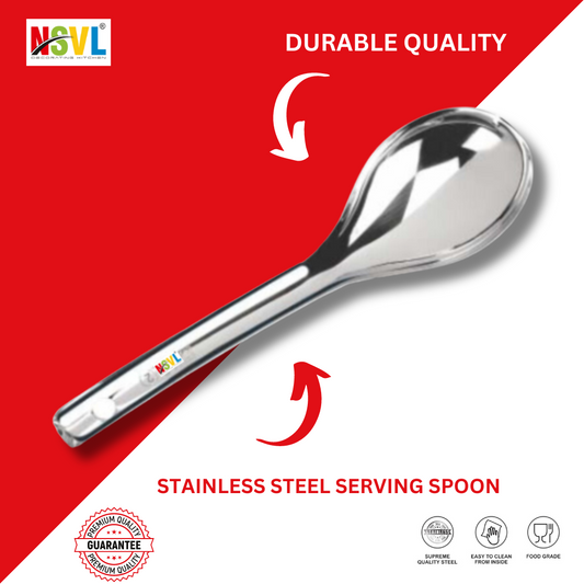 NSVL Oval Medium Stainless Steel Serving Spoon, Silver