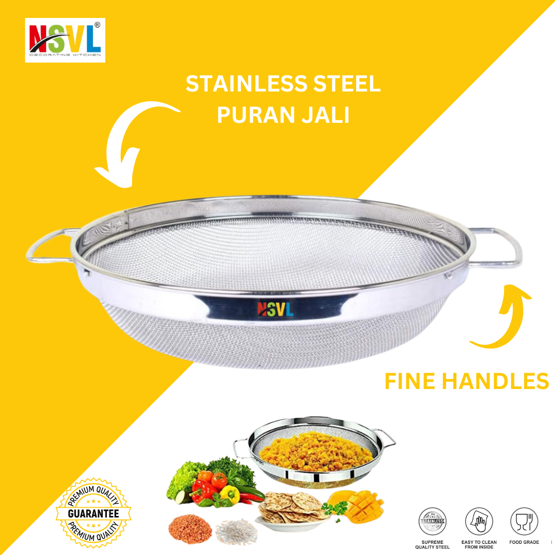 NSVL Stainless Steel Puran Jali Big /Chalani/Strainer | Mesh for Sieving and Pulping of Food Grain and Mango