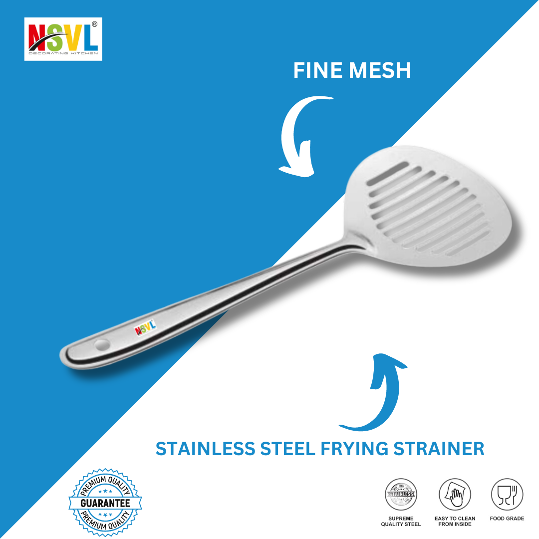 NSVL Stainless Steel Heavy Gauge Jhara/Skimmer/Strainer Steel Frying Spoon/deep Fry for Kitchen