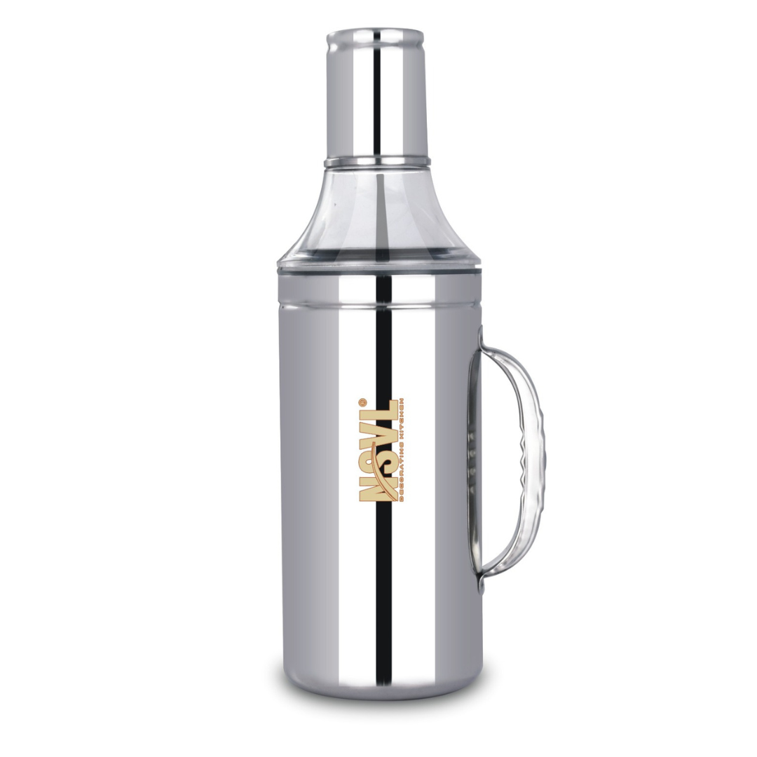 Nsvl Deluxe Stainless Steel Oil Dispenser with Nozzle | Oil Container | Oil Pourer | Oil Pot | Oil Can| Oil Bottle with Handle