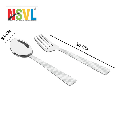 NSVL Dot Design Stainless Steel Heavy Gauge Spoon and Fork Set of 12 Pc Table Spoon 6 Pc /Table Fork 6 Pc