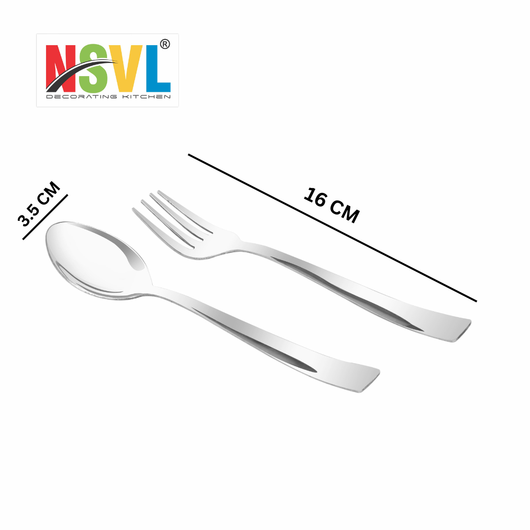 NSVL Plain Design Stainless Steel Heavy Gauge Spoon and Fork Set of 12 Pc Table Spoon 6 Pc /Table Fork 6 Pc