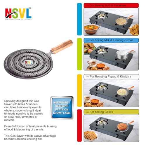 Nsvl roaster pulka grill for gas stove, jali for kitchen cooking, roti grill, brinjal roaster, papad roaster,roti jali (iron wooden handle roaster)