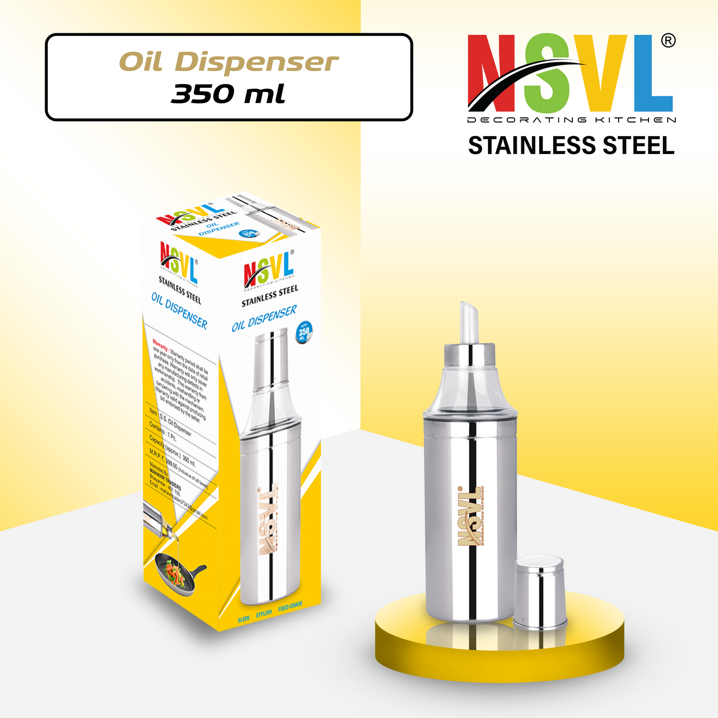Nsvl Stainless Steel Oil Dispenser | Oil Container | Oil Pourer | Oil Pot | Oil Can| Oil Bottle