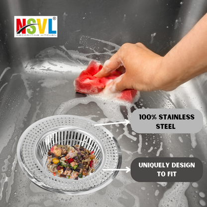 NSVL 2PC Sink Strainer High Flow One-Piece Slice Cut Design Ultra Fast Drainage No Clogging Kitchen Sink Drain Stopper Basin Basket Filter-SS Sink Jali
