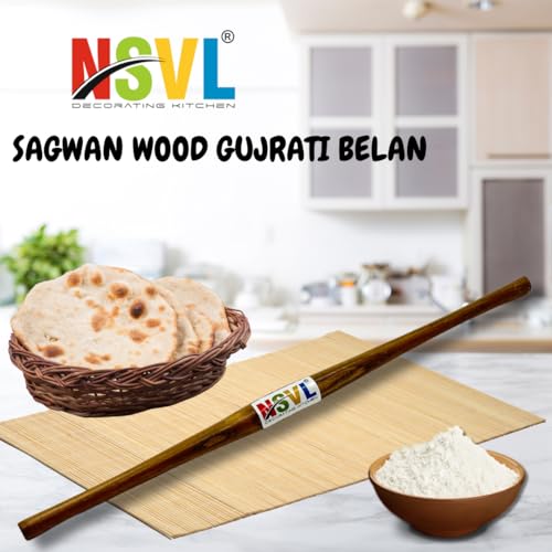 NSVL Wooden Roti Roller Belan Large (Sagwan Wood Gujrati Belan)