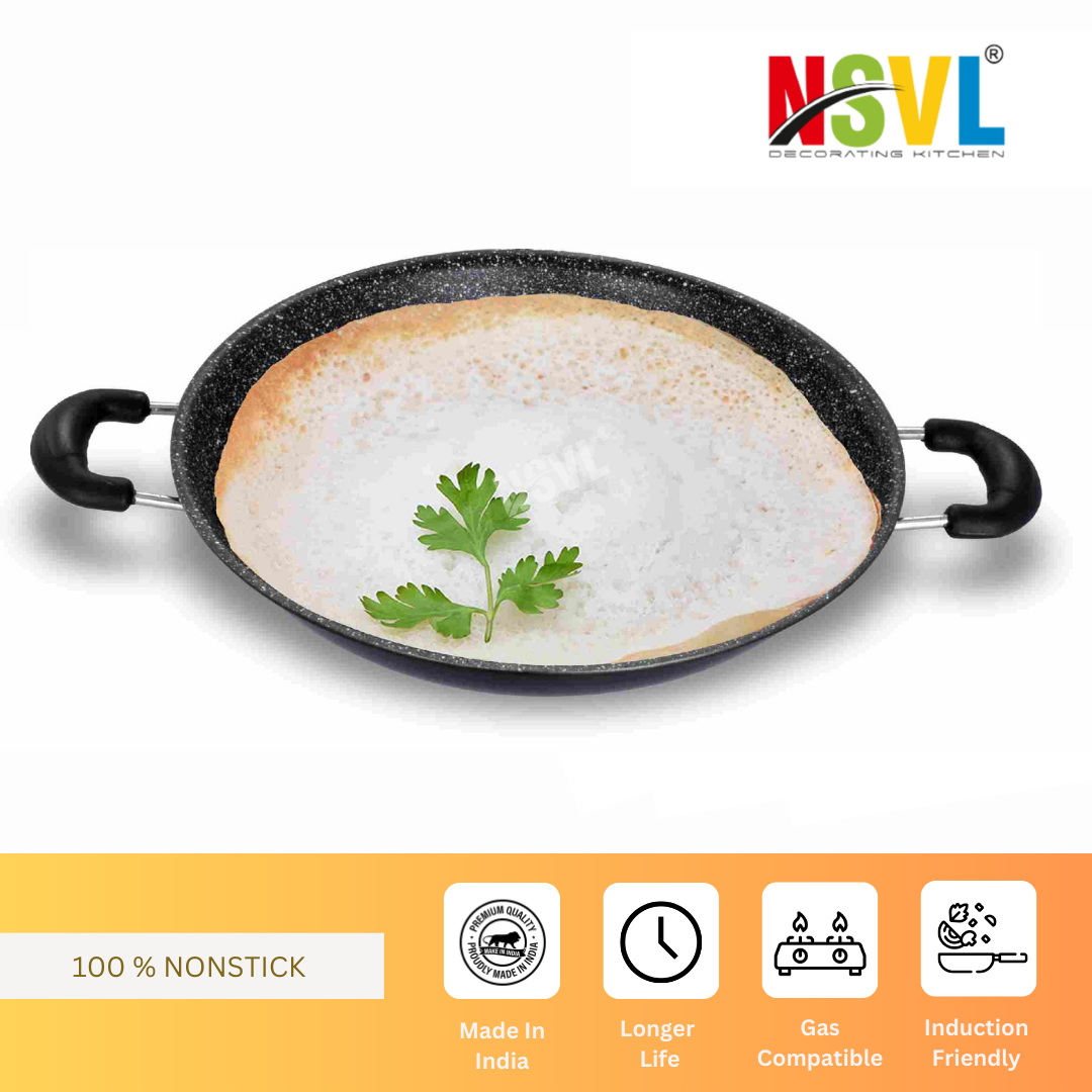 Nsvl Non-Stick Appa Chetty, Aluminium Appachatty, 23cm Diameter, Appachatti, Gas Compatible