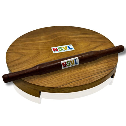 NSVL Sagwan Polpat Chakla Roti Chapati Maker 25 cm with Anjan Wood Roti Belan Rolling Pin 35 cm (Sagwan Polpat with Anjan Wood Belan)