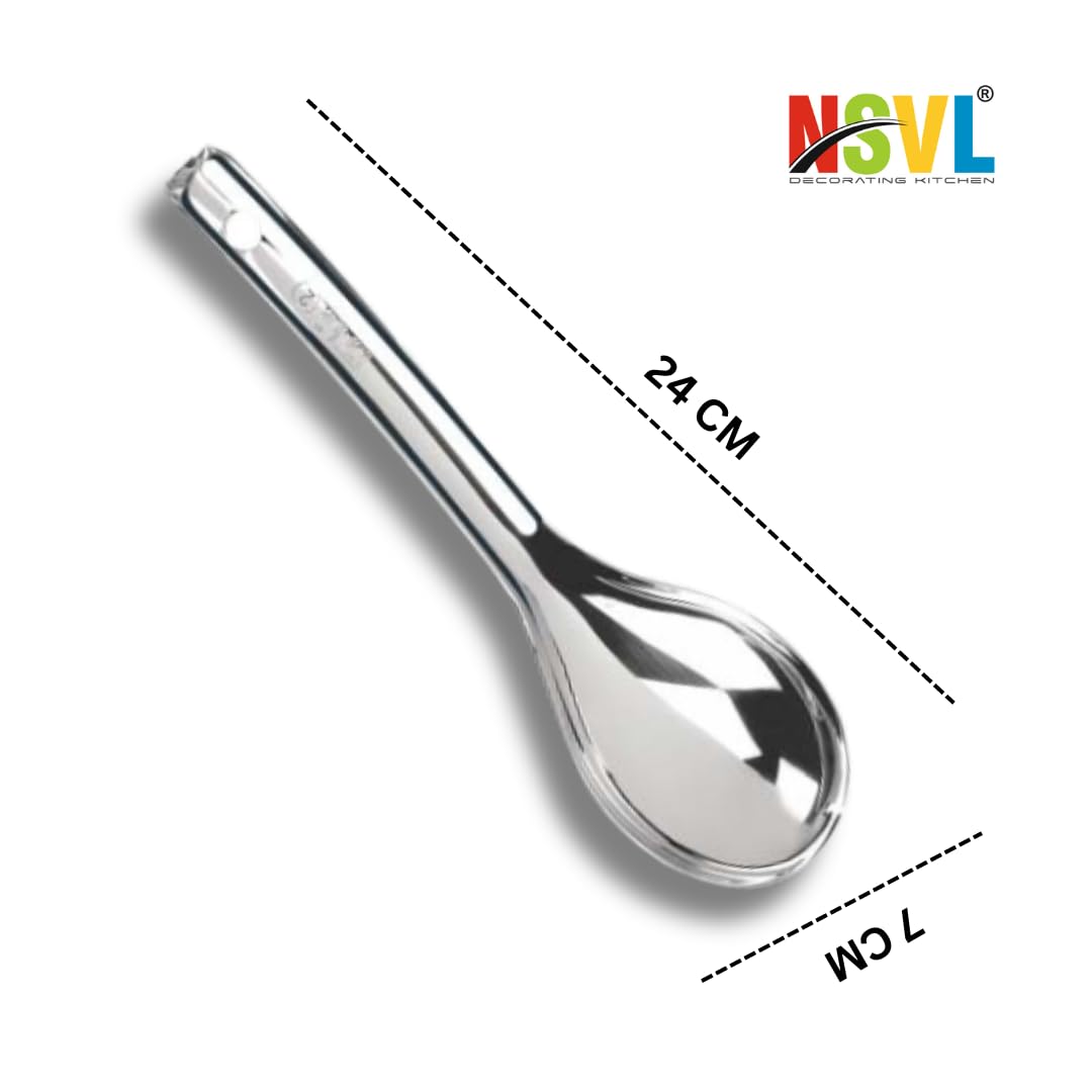 NSVL Oval Medium Stainless Steel Serving Spoon, Silver