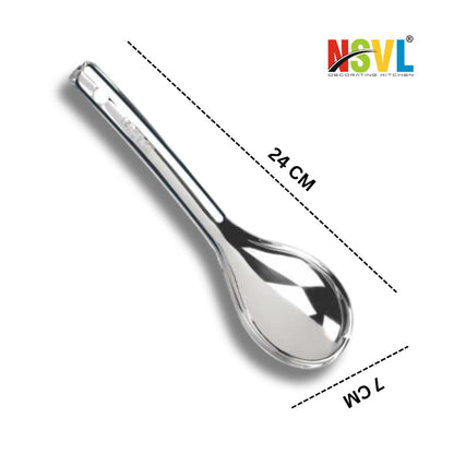 NSVL Oval Medium Stainless Steel Serving Spoon, Silver