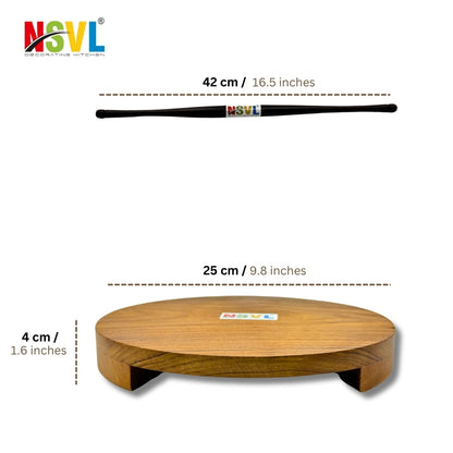 NSVL Sagwan Polpat Chakla Roti Chapati Maker 25 cm with Sheesham Roti Belan Rolling Pin 42 cm (Sagwan Polpat with Sheesham Gujrati Belan)