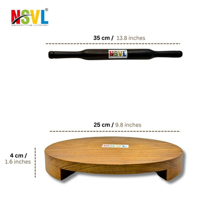 NSVL Sagwan Polpat Chakla Roti Chapati Maker 25 cm with Anjan Wood Roti Belan Rolling Pin 35 cm (Sagwan Polpat with Anjan Wood Belan)