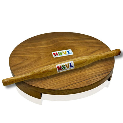 NSVL Sagwan Polpat Chakla Roti Chapati Maker 25 cm with Sagwan Roti Belan Rolling Pin 35 cm (Sagwan Polpat with Sagwan Belan)