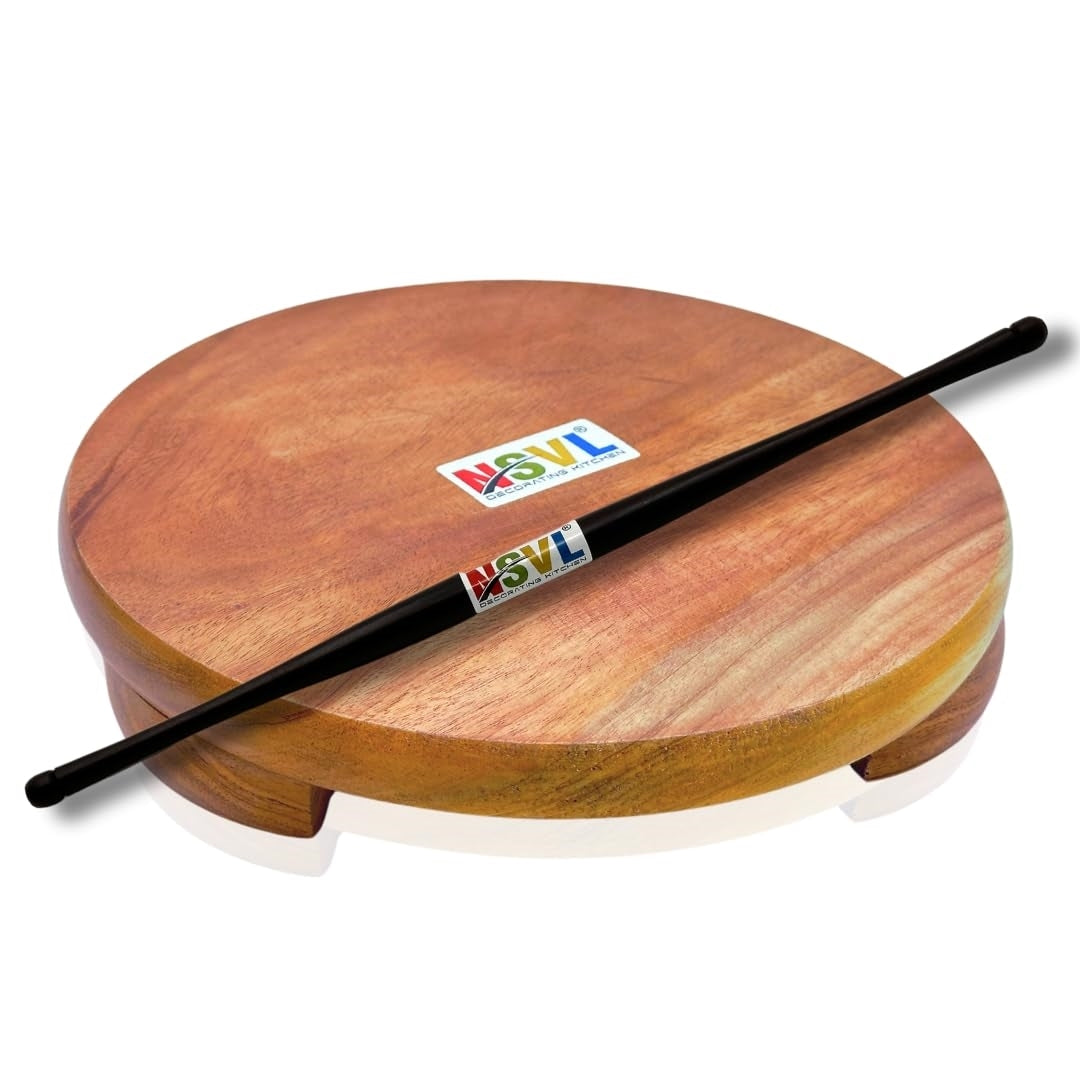 NSVL Neem Polpat Chakla Roti Chapati Maker 25 cm with Sheesham Roti Belan Rolling Pin 42 cm (Neem Polpat with Sheesham Gujrati Belan)