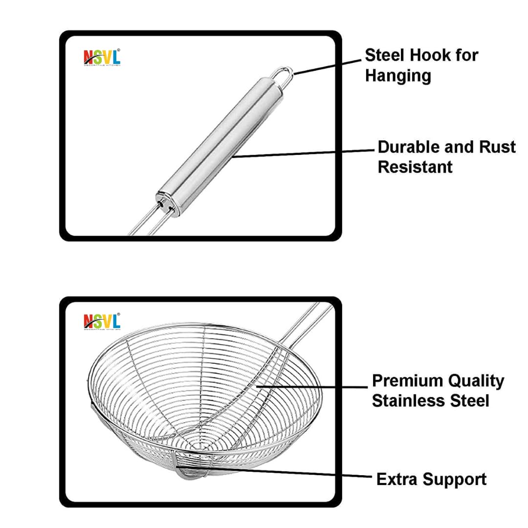 Nsvl Pipe Handle Frying Strainer DEEP Fry/MESH Strainer/JHARA/Puri Strainer