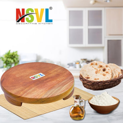 NSVL Neem Polpat Chakla Roti Chapati Maker 25 cm with Sagwan Roti Belan Rolling Pin 35 cm (Neem Polpat with Sagwan Belan)
