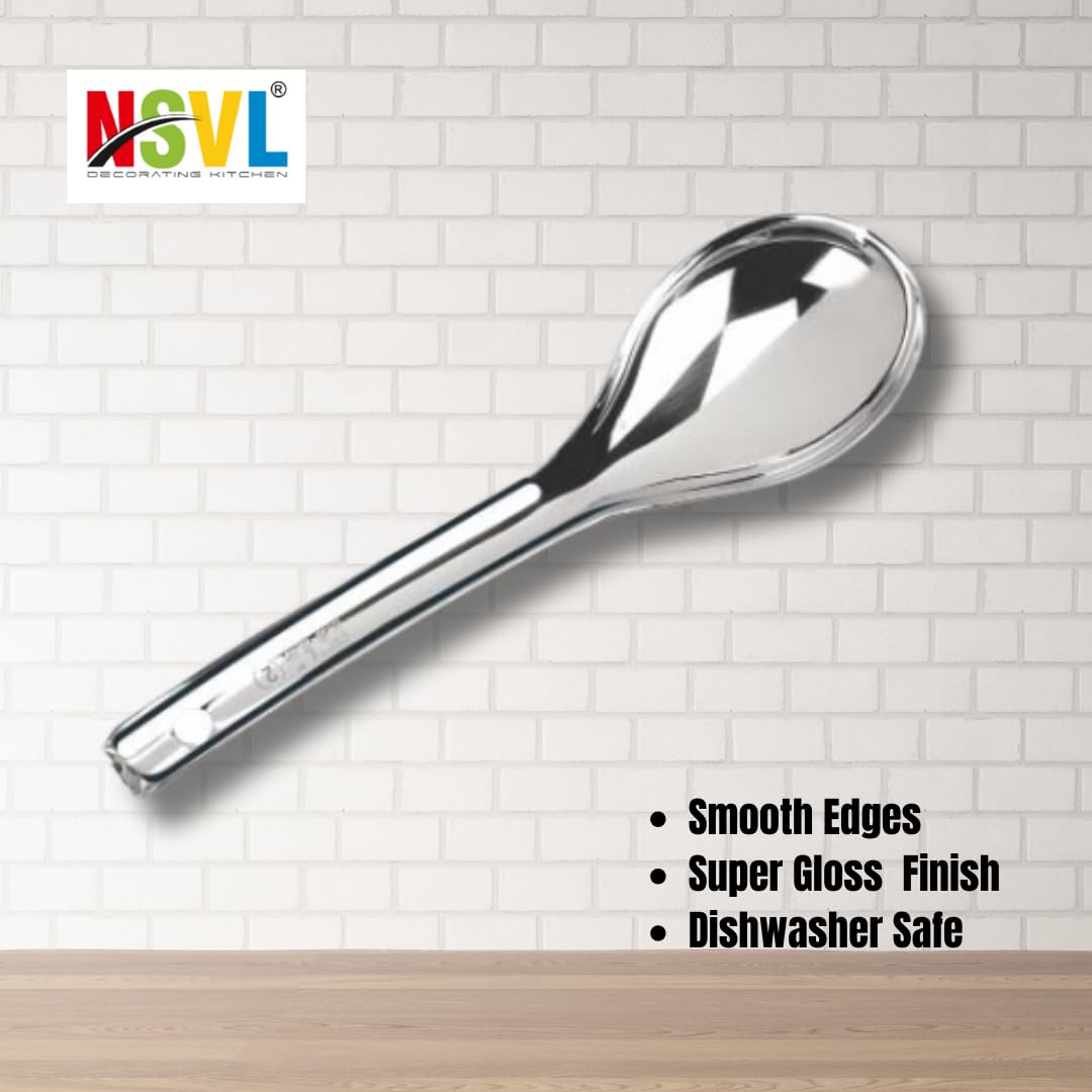 NSVL Oval Medium Stainless Steel Serving Spoon, Silver