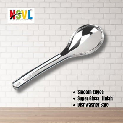 NSVL Oval Medium Stainless Steel Serving Spoon, Silver