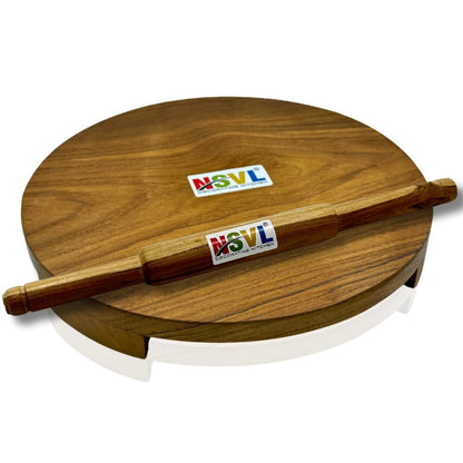 NSVL Sagwan Polpat Chakla Roti Chapati Maker 25 cm with Sagwan Roti Belan Rolling Pin 35 cm (Sagwan Polpat with Sagwan Punjabi Belan)