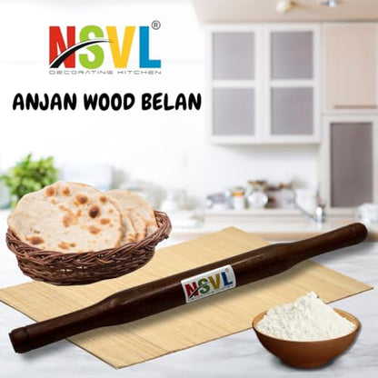 NSVL Wooden Roti Roller Belan Large (Anjan Wood Belan)