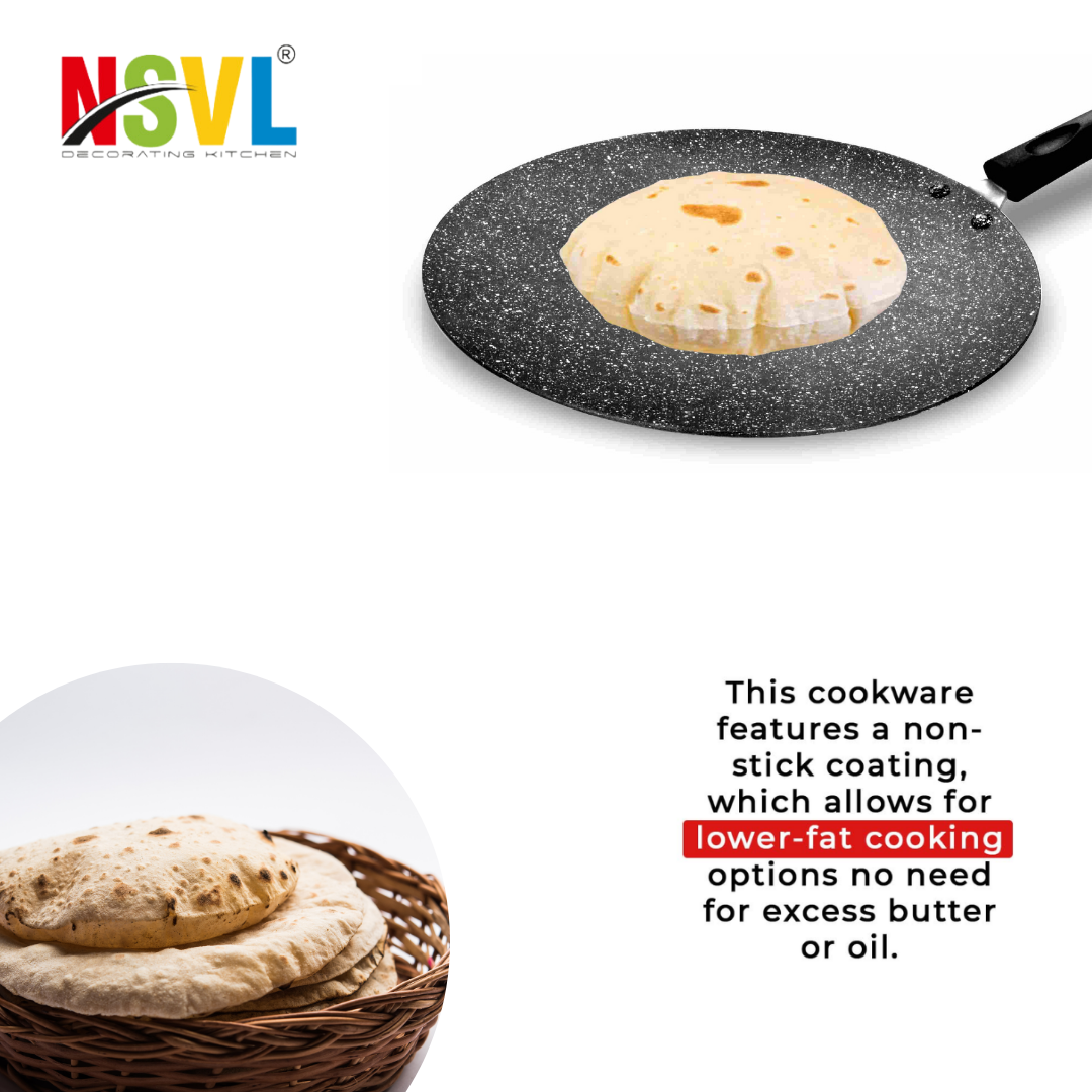 NSVL Non-Stick Concave Tawa , Roti Tawa , Nonstick Flat Tawa for Roti , Non-Stick Coating, 26.5cm Nonstick Chapati Tawa