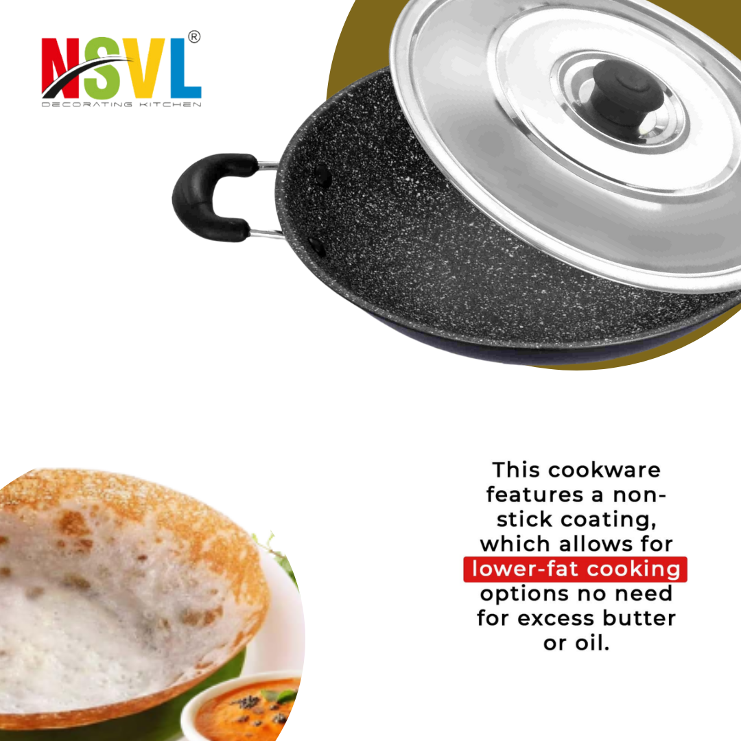 Nsvl Non-Stick Appa Chetty, Aluminium Appachatty, 23cm Diameter, Appachatti, Gas Compatible