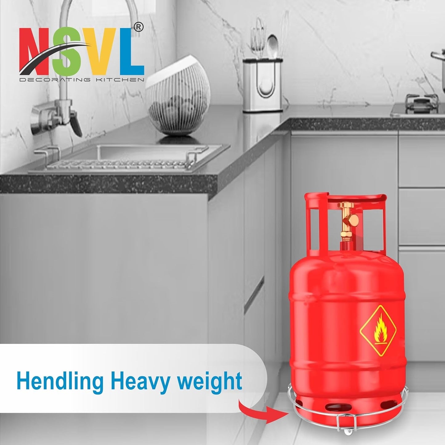 Nsvl Heavy & Strong Stainless Steel Cylinder Trolley with Wheels Gas Trolly/LPG Cylinder Stand Gas Cylinder Trolley