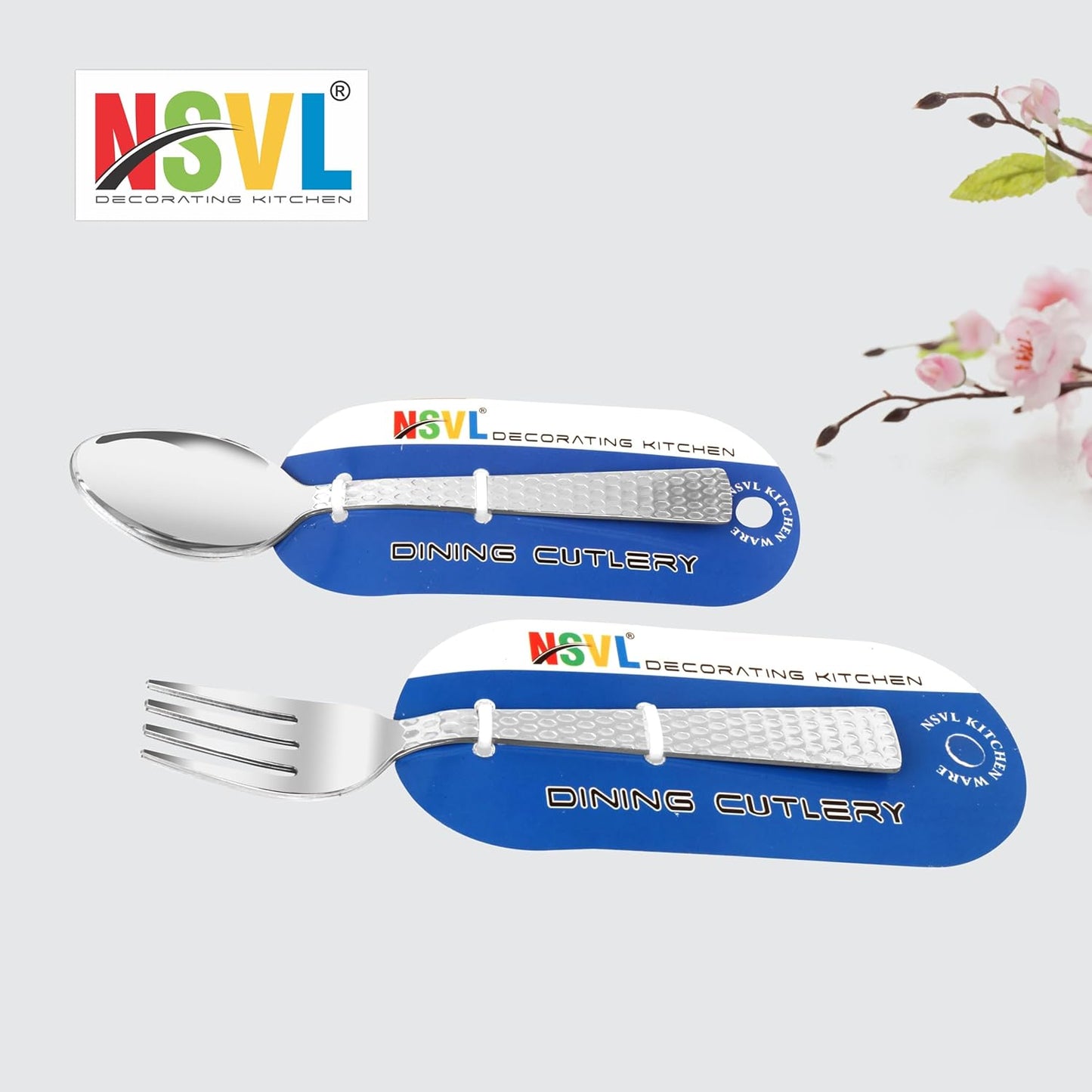 NSVL Hammered Design Stainless Steel Heavy Gauge Spoon and Fork Set of 12 Pc Table Spoon 6 Pc /Table Fork 6 Pc