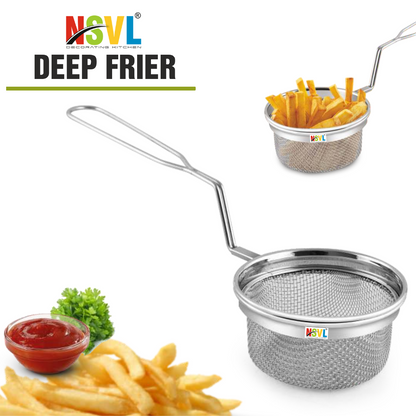 Nsvl Stainless Steel French Fries Basket, Potatoes Chips & Chicken Round Fried Mesh Food Stainer, Suitable for Kitchen Restaurant Party Barbecue Strainer Baskets