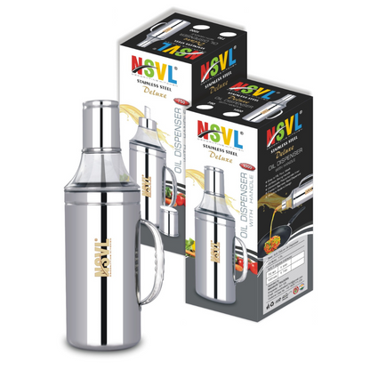 Nsvl Deluxe Stainless Steel Oil Dispenser with Nozzle | Oil Container | Oil Pourer | Oil Pot | Oil Can| Oil Bottle with Handle