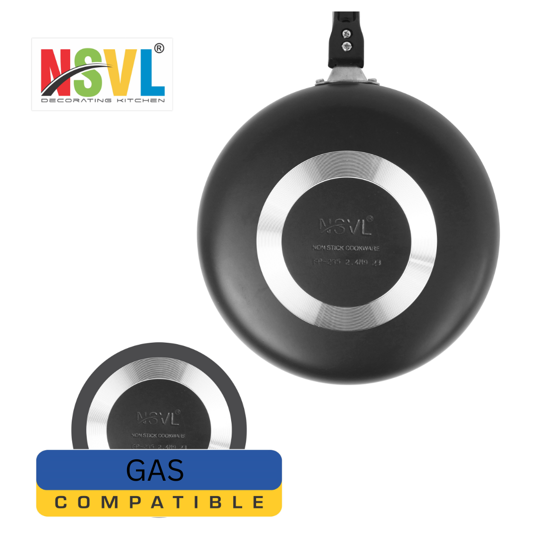 NSVL Non-Stick Deluxe Granite Fry Pan | 23 Centimetre | Grey| Dishwasher Safe | 2-Layer Metallic Finish