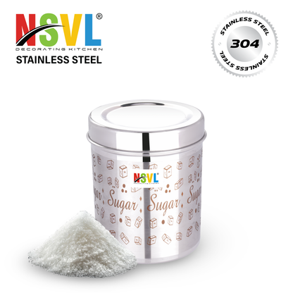 NSVL Stainless Steel Tea Coffee Sugar Containers Set of 3 | Steel Containers for kitchen | 3 Size Of Dabba 500ml , 350ml , 200ml