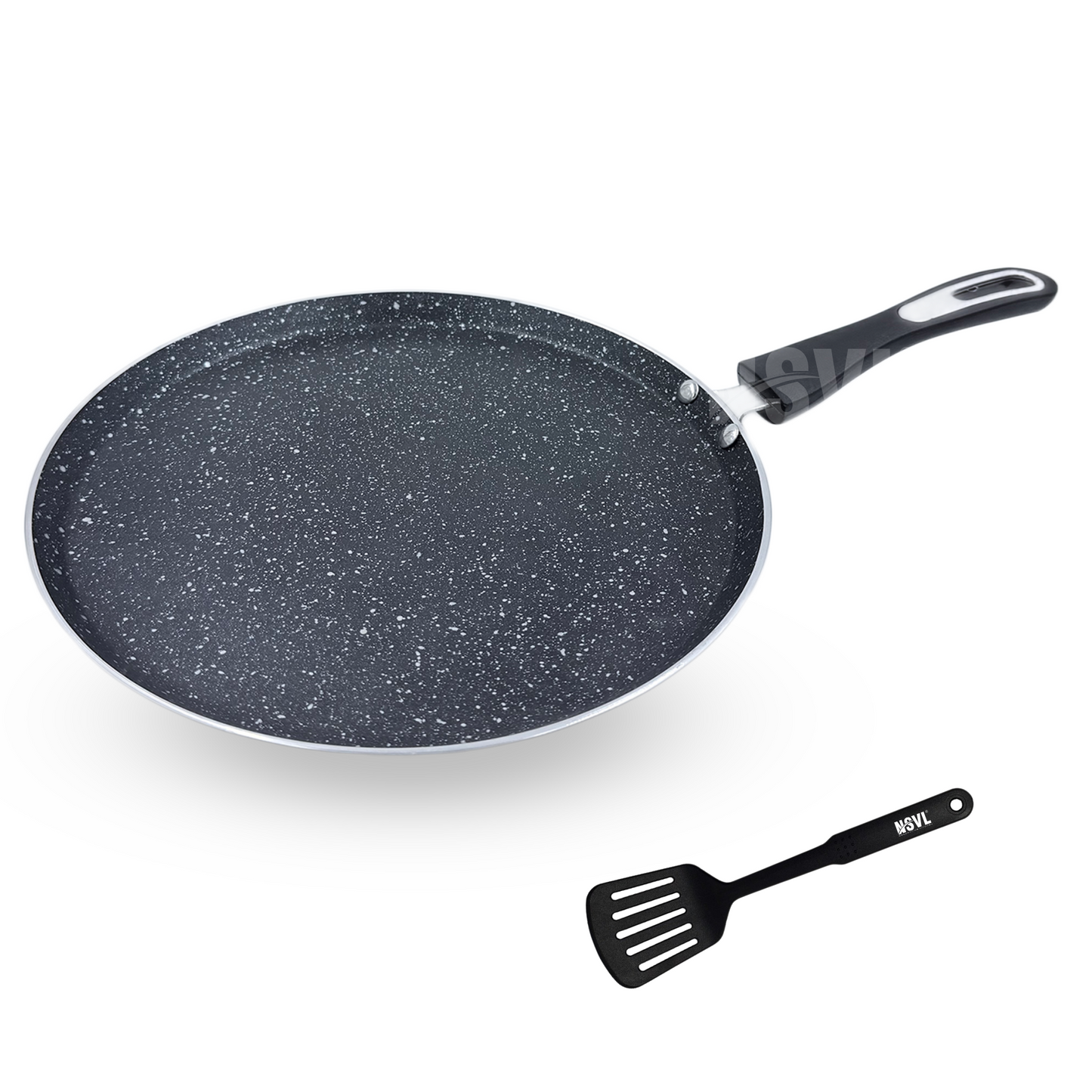 NSVL Prime Series Granite Dosa Tawa 3mm-Thick Non Stick (Induction and Gas Stove Compatible), 280 mm, Aluminium, Black