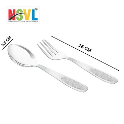 NSVL Rose Design Stainless Steel Heavy Gauge Spoon and Fork Set of 12 Pc Table Spoon 6 Pc /Table Fork 6 Pc