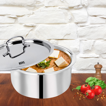 Nsvl Triply Stainless Steel Tope With Lid Healthy Cooking | Fast Heat Distribution | Induction Friendly | Non - Stick | Multipurpose Vessel