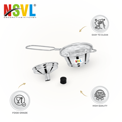Nsvl Stainless Steel Pouring Funnel Oil Bottle Strainer Jam Filter for Kitchen,Baby Feeding Bottle Strainer