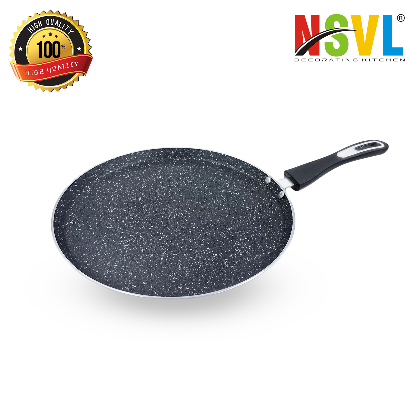 NSVL Prime Series Granite Dosa Tawa 3mm-Thick Non Stick (Induction and Gas Stove Compatible), 280 mm, Aluminium, Black