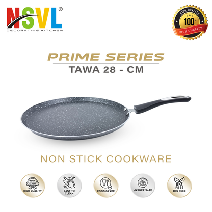 NSVL Prime Series Granite Dosa Tawa 3mm-Thick Non Stick (Induction and Gas Stove Compatible), 280 mm, Aluminium, Black