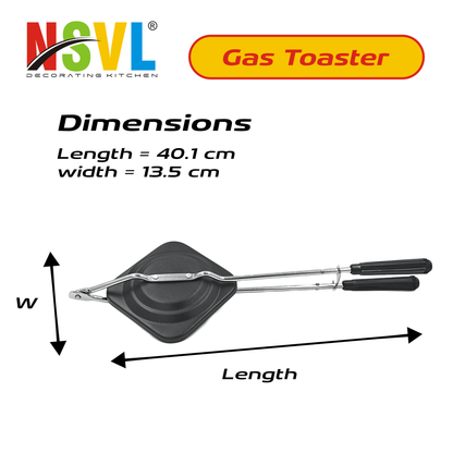NSVL Black Non-Stick Coated Gas Stove Compatible Hand Toaster Sandwich Maker (Black, Aluminium) (Black Toaster)