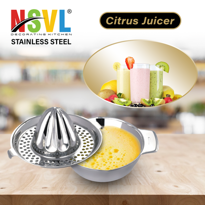 NSVL Stainless Steel Manual citrus Juicer hand cold press lemon and orange juicer and squeezers with Round Bowl