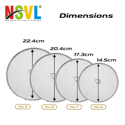 NSVL 4 PC Kitchen Tools Food Grade Multipurpose Stainless Steel Net Cover/Food Cover/Milk Cover/Milk Jali/Fruit Cover with Knob in Stainless Steel Single MESH