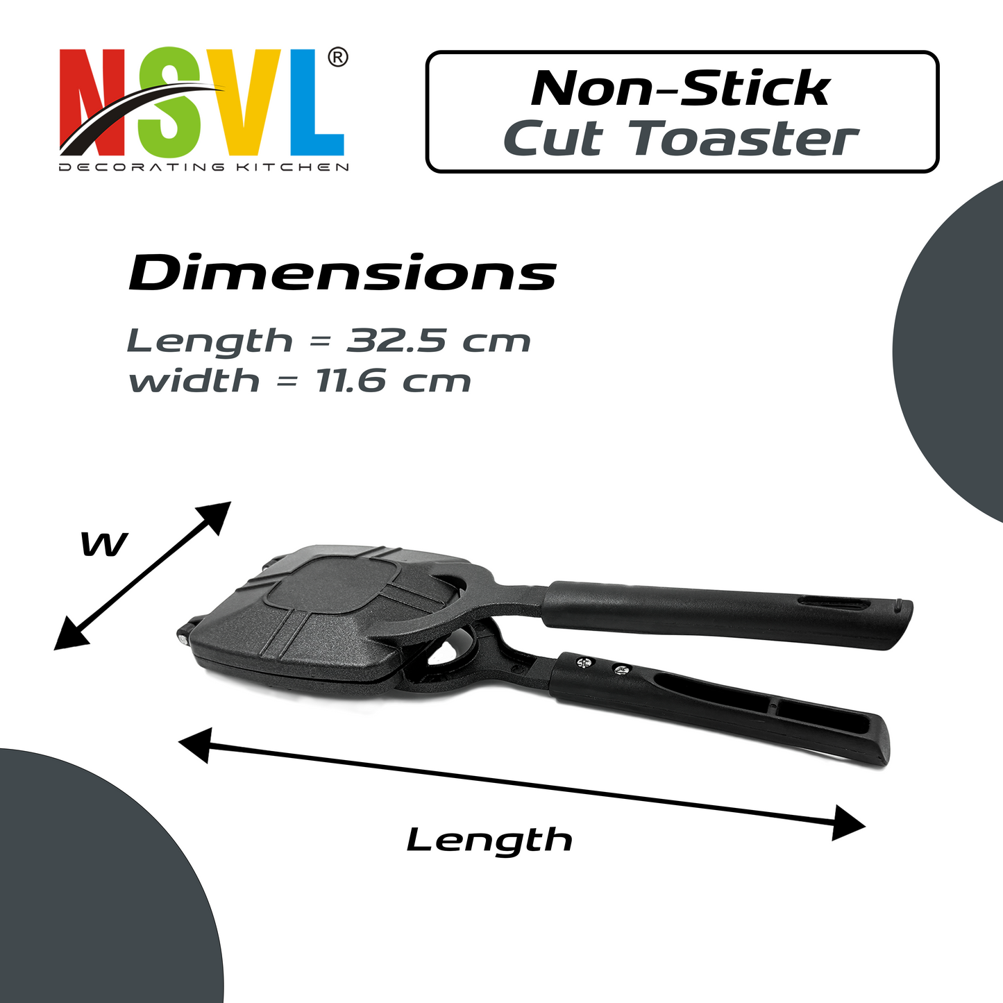 NSVL Cut Gas Sandwich Toaster - Nonstick Grill, Stay-Cool Handles. Perfect for Cut Crispy Sandwich Maker