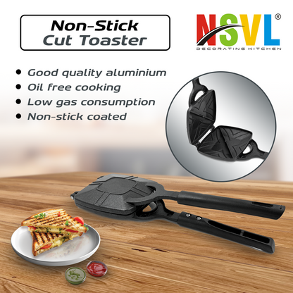 NSVL Cut Gas Sandwich Toaster - Nonstick Grill, Stay-Cool Handles. Perfect for Cut Crispy Sandwich Maker